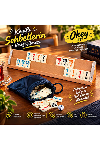 Askale Premium Çantalı Ağaç Okey Takımı
