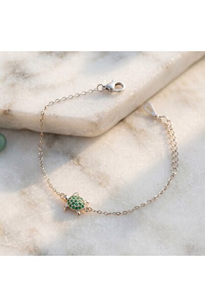 Peach Jewelry Peach Jewerly Βραχιόλι Από Ασήμι 925 Χελωνάκι Με Ζιργκόν Ασημί