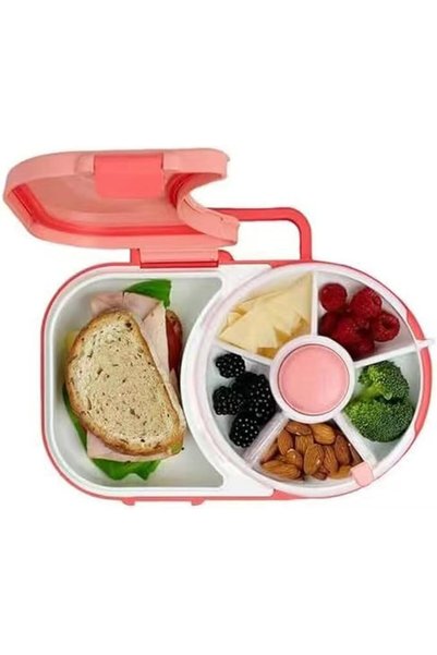 AioTio Children and Adult Bento Box, Portable Spinning Lunch Box, Pink