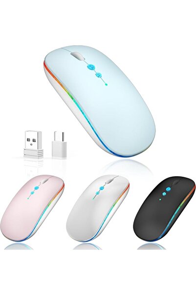 GENERAL فأرة لاسلكية هالبيلت قابلة للشحن، محمولة وصامتة، تعمل بمنفذ USB-A وTy...