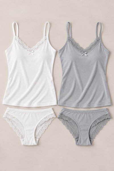 Nymora 2-Piece Women's Lace Rope Strap Cotton Athlete Panties Underwear Set W...