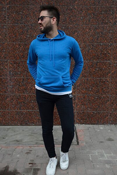 luci sports Unisex Γυναικείο Ανδρικό Μπλε Φούτερ με Μακρυμάνικη Κουκούλα και ...
