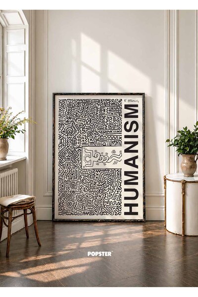 Humanism Poster - Siyah Beyaz Yazı Deseni - Modern Duvar Dekorasyonu - ( Çerçevesiz )