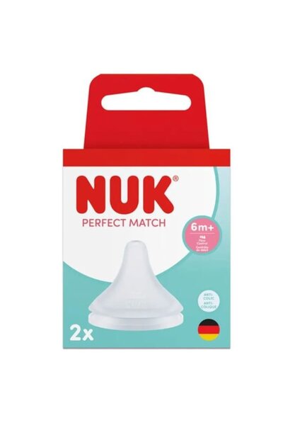 Nuk Τέλεια Εφαρμογή Θηλή Σιλικόνης με Έλεγχο Ροής 6μ+ 2 τεμάχια