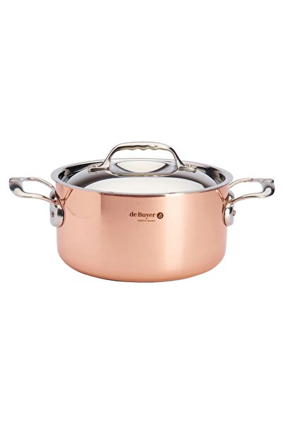 De Buyer Copper-stainless steel cooking pot with lid, 24 cm / 5.4 l "Inocuivre"-