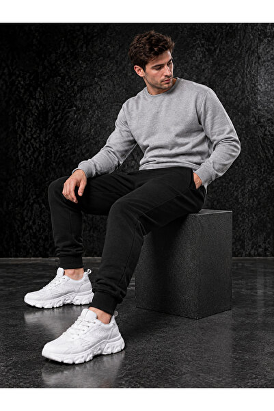Relax family xf Men's Winter Black Sweatpants Narrow Leg Slim Fit Jogger Two Thread Printed