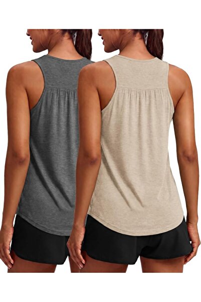 GENERAL PINSPARK Workout Tank Tops Woman Yoga Shirt Racerback Loose Athletic ...