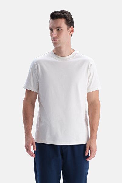 Dagi White Basic Crew Neck Cotton T-Shirt