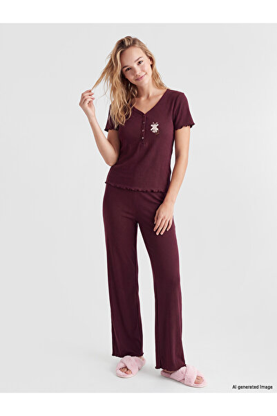 LC Waikiki Alita City with a Difference in Price, Lcw Young Plum Ribbed Embro...