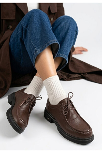 Erbilden Sufi Brown Genuine Leather Lace-Up Oxford Shoes