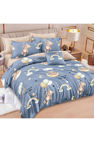 Pucioasa Home Lenjerie de pat cu cearceaf cu elastic, 6 piese, policoton, 200...