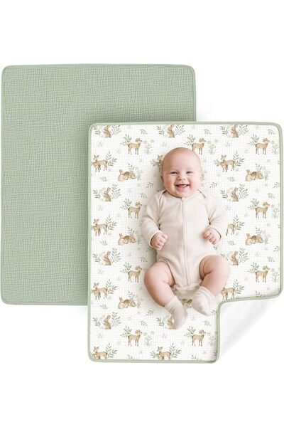 GENERAL Baboreich 29.5" X 23.6" Waterproof Muslin Cotton Portable Diaper Chan...