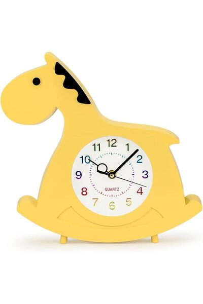 Cuisine Art Magical Horse Wall & Table Clock – Silent Non-Ticking Sweep Movement – 3D Cloud & Star D