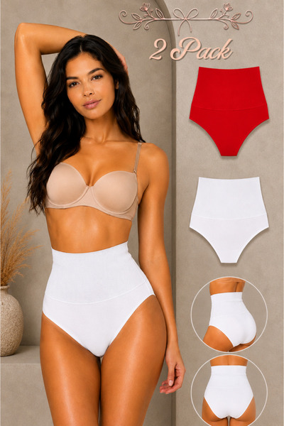 WomanAndKids Night White-Red Women's Gathering High-Waisted Flexible 2-Piece ...