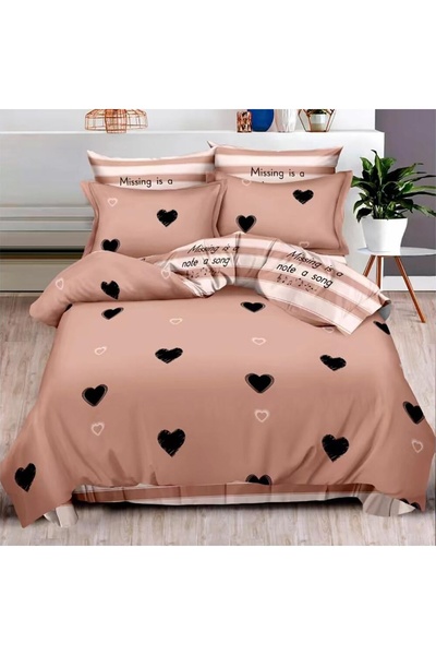 Pucioasa Home Lenjerie de pat cu cearceaf cu elastic, 6 piese, policoton, 200...