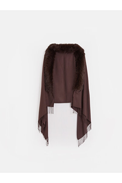 LC Waikiki Alita City Lcw Modest Brown Voile Plain Women's Shawl with a Diffe...