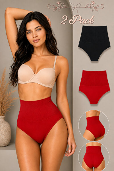 WomanAndKids Night Black-Red Women's Gathering High-Waisted Flexible 2-Piece ...
