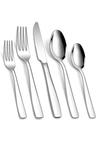 Bukela Thickened Stainless Steel Flatware 20-Piece Silverware Set Service for...