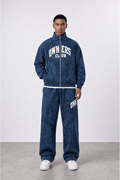 Respire Men's Owners Washed Detailed Tracksuit Set Navy Blue