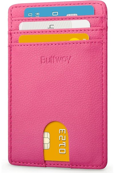 Buffway محفظة رجالية نحيفة مزودة بتقنية حجب RFID، محفظة جلدية صغيرة للرجال مع...