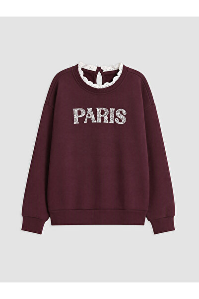LC Waikiki Two Mt Shop Quality Lcw Kids Plum Thick Paris Printed Girls' Sweat...