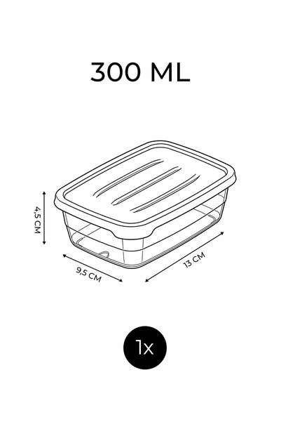 NESS HOME Set of 4 Rectangular Storage Containers (0.30Ml-0.60Ml-1.2L-2L) Freezer Compatible