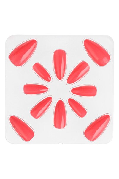 OEM Set de 12 unghii false ovale roz cu adeziv - Unghii artificiale lungi