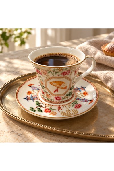 Easy Life Collection's Jardins D’orient Porselen Fincan ve Tabağı - 200 ml