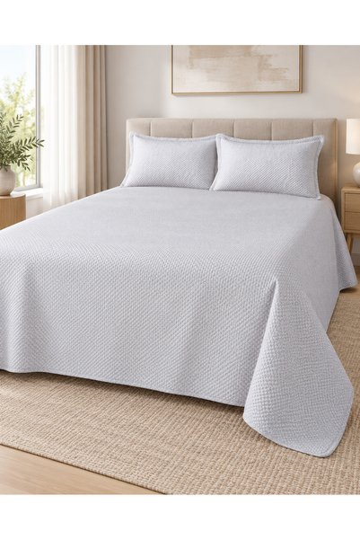 la lune home Astana Nubuck Double-Sided King Size Bedspread Set 240X260 Cm, with 2 Pillowcases 50X70 cm