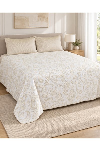 la lune home Astana Nubuck Double-Sided King Size Bedspread Set 240X260 Cm, with 2 Pillowcases 50X70 cm