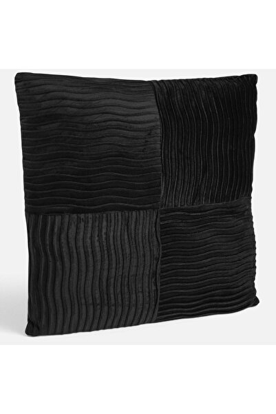 OEM Pernă decorativă din catifea neagră cu dungi în relief 45x45 cm