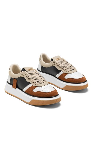 Dedos Women's Multi-Colored Thick Sole Lace-Up Suede Decorated Sneaker Sports...