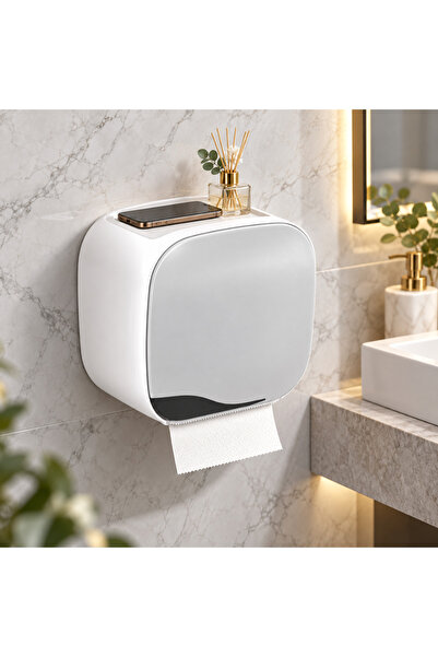 Alista Home Suport hârtie igienică, dulap alb, plastic, cu sertar, suport opț...