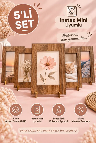 Bytwo 5 Adet Çerçeve - Mini Çerçeve Set - instax Çerçeve