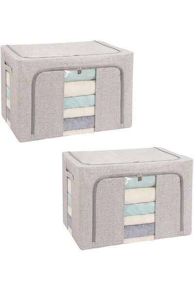Generic Clothing Storage Box,Foldable Wardrobe Storage Bag(Gray)