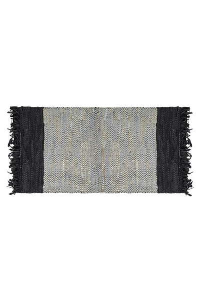 OEM Covor decorativ din piele artificială Negru Gri Bej 110x60cm