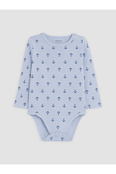 LC Waikiki Two Mt Shop Quality Navy Blue Oval Collar Patterned Baby T-Shirt