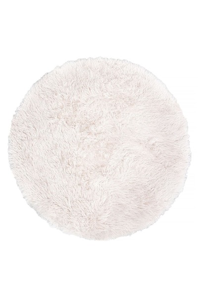 OEM Covor rotund pufos din blană artificială Ecru 70cm