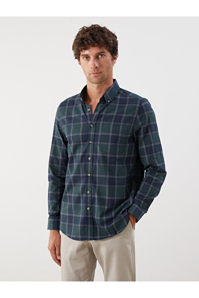 LC Waikiki Nevavm with Difference Lcwaikiki Classic Green Gabardine Plaid Sta...