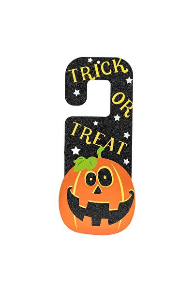 OEM Agățătoare de ușă de Halloween cu dovleac negru cu sclipici 13.5x32cm Tri...