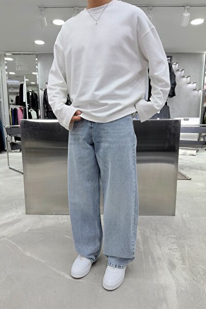HAFKAGİYİM Buz Mavi Soft Degrade Premium Süper Baggy Pantolon