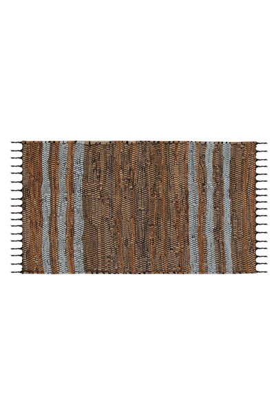 OEM Covor din piele artificială gri camel 90x45cm cu franjuri