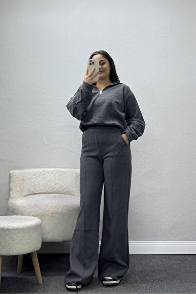 BELENDİR Women's Zippered Thessaloniki Suit Anthracite