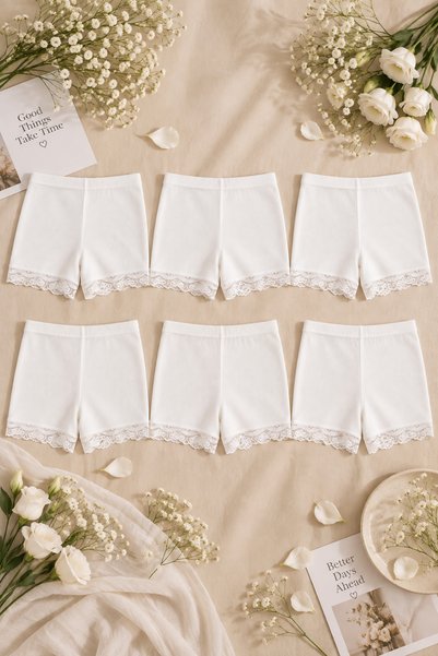 Nymora 6-Pack Women's Lace Cotton Combed Cotton Camisole Boxer Shorts Panties...