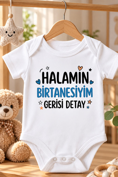 EGGBABY My Aunt Is My Love, Detailed Printed Short Sleeve 100% Cotton Baby Bo...