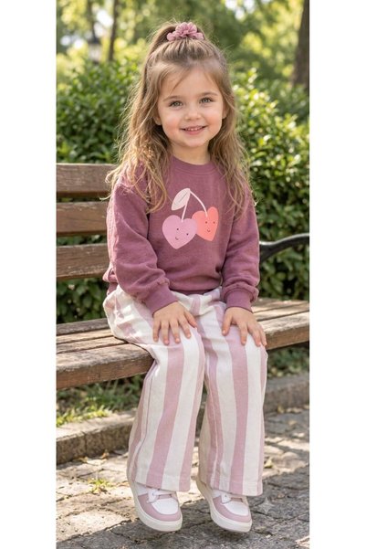 WOW Girl's Winter Tracksuit Set Sweatshirt Bottom Cotton Three Thread Ribbed 1-2-3-4 Years Old