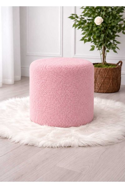 Yuems home Minimalist Tasarım Teddy Kumaş pembe Çok Amaçlı Dekoratif Puf