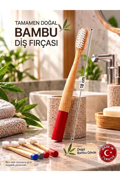 HB LİFE Boyalı Bambu Diş Fırçası – Doğal Bambu Gövde, Ergonomik Tutuş, Günlük Ağız Bakımı
