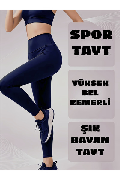 RUTBİL SPORTS YÜKSEK BEL KEMERLİ GÜNLÜK GİYİM UZUN KADIN TAYT- YOGA - FİTNESS...
