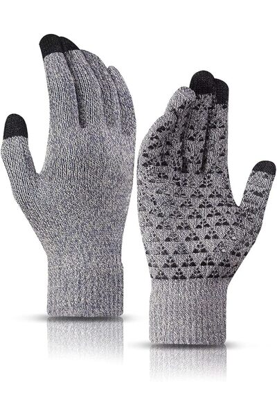 GENERAL PSKIES 1 Pairs of Winter Knit Gloves, Warm Full Fingers Men Women wit...